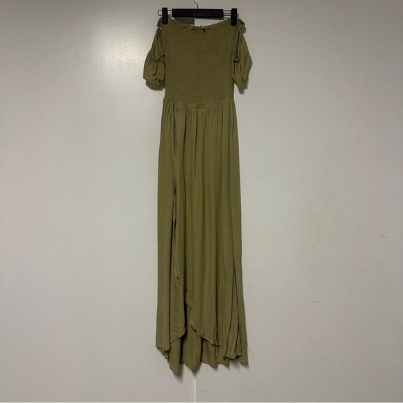 Young Fabulous & Broke Smocked light Green Frida smocked off shoulder Dress XS - Picture 2 of 10